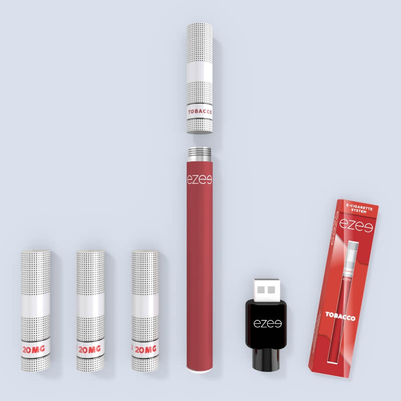 ezee  Kit de démarrage Cigarette Électronique cartouches jetable tabac 20mg nicotine batterie rechargeable