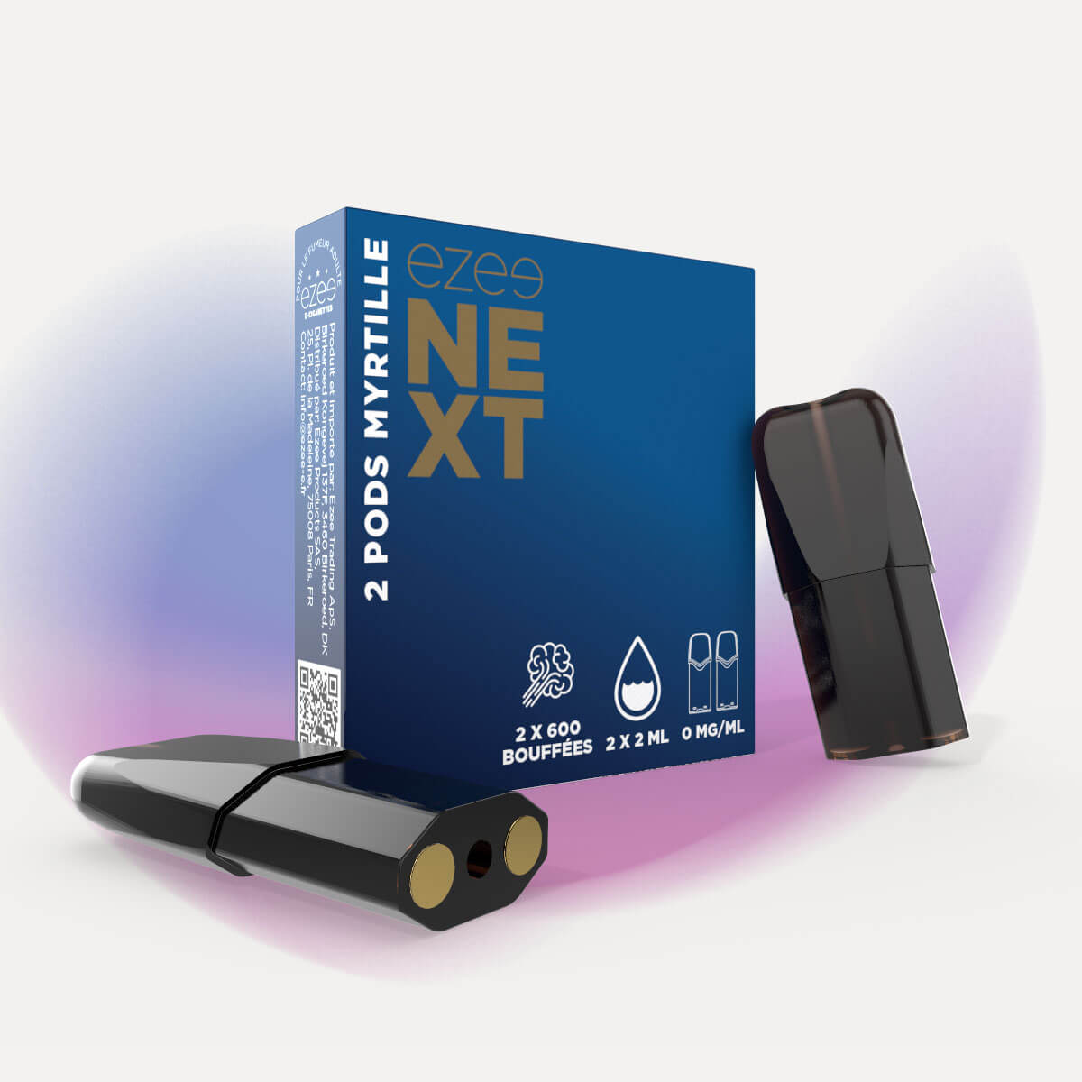 Recharges Ezee Next Myrtille Sans Nicotine (Pack de 2)