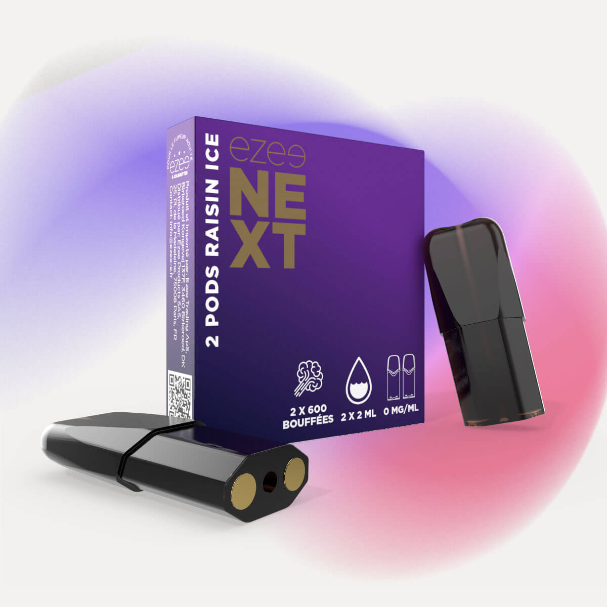 Recharges Ezee Next Raisin Ice Sans Nicotine (Pack de 2)