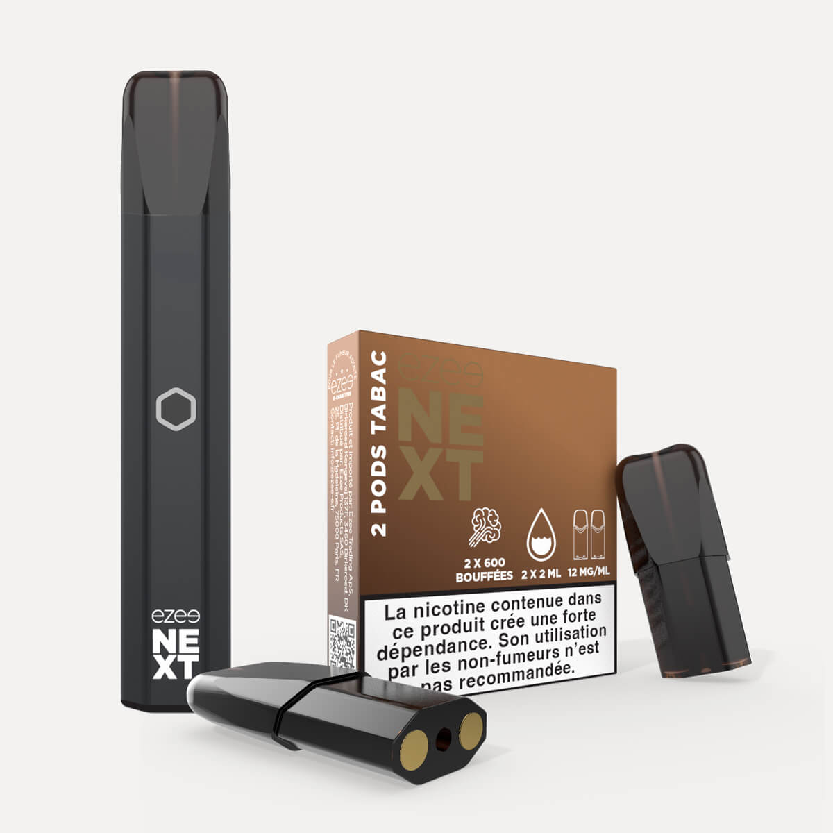 Kit de démarrage Pod Ezee Next Noir - Tabac 12mg