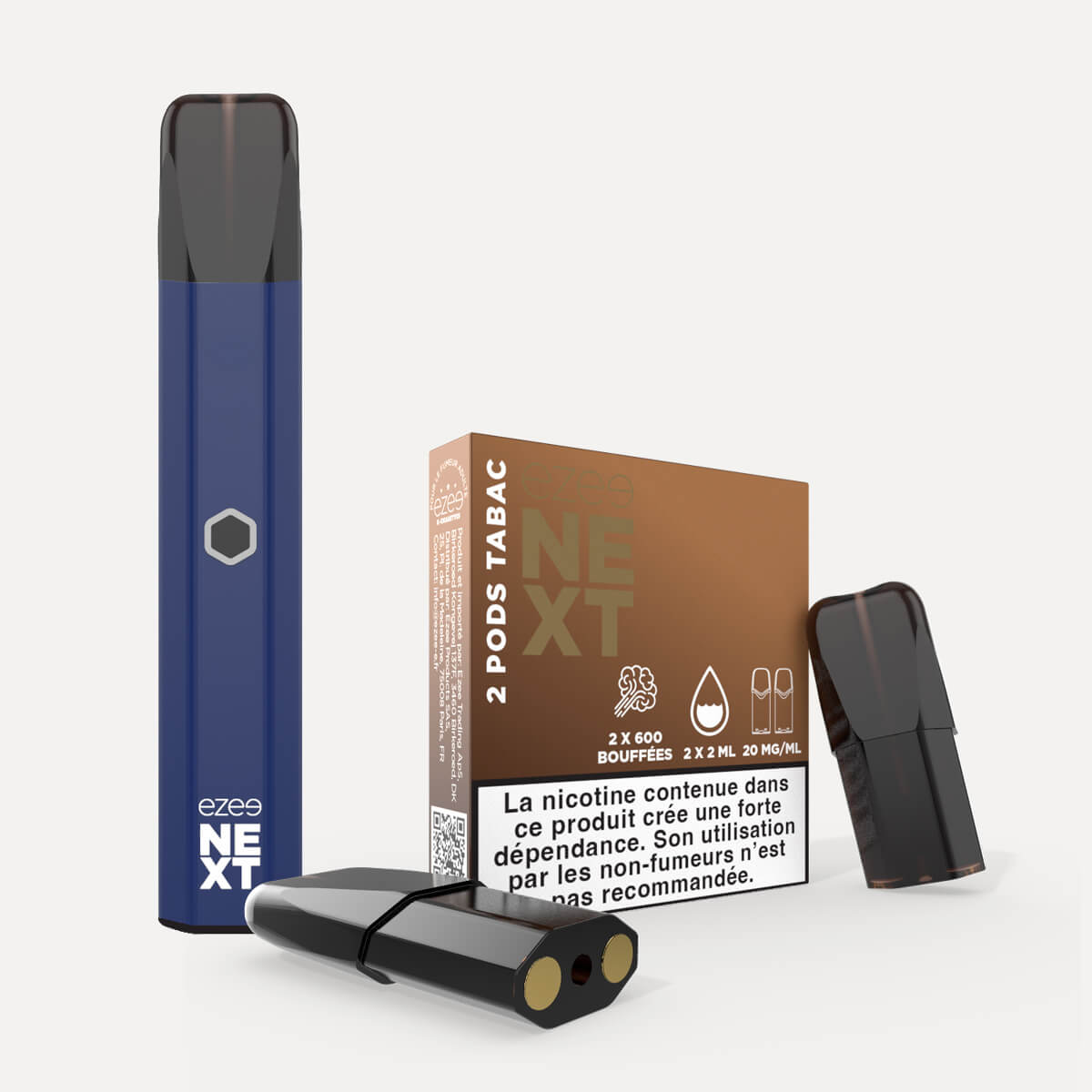 Kit de démarrage Pod Ezee Next Bleu - Tabac 20mg