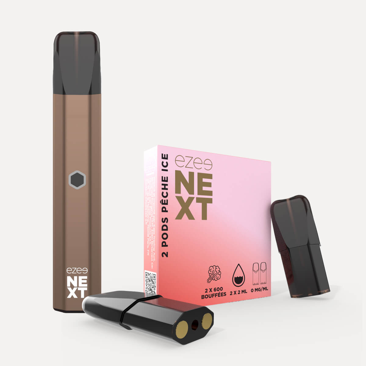 Kit de démarrage Pod Ezee Next Marron - Pêche Ice 0mg