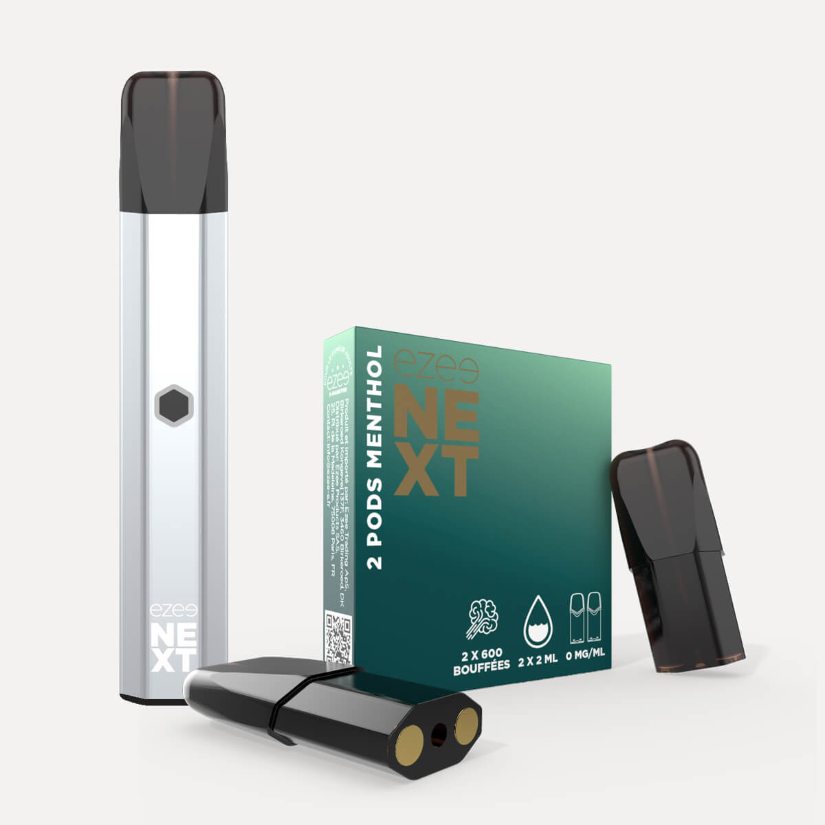 Kit de démarrage Pod Ezee Next Argent - Menthol 0mg