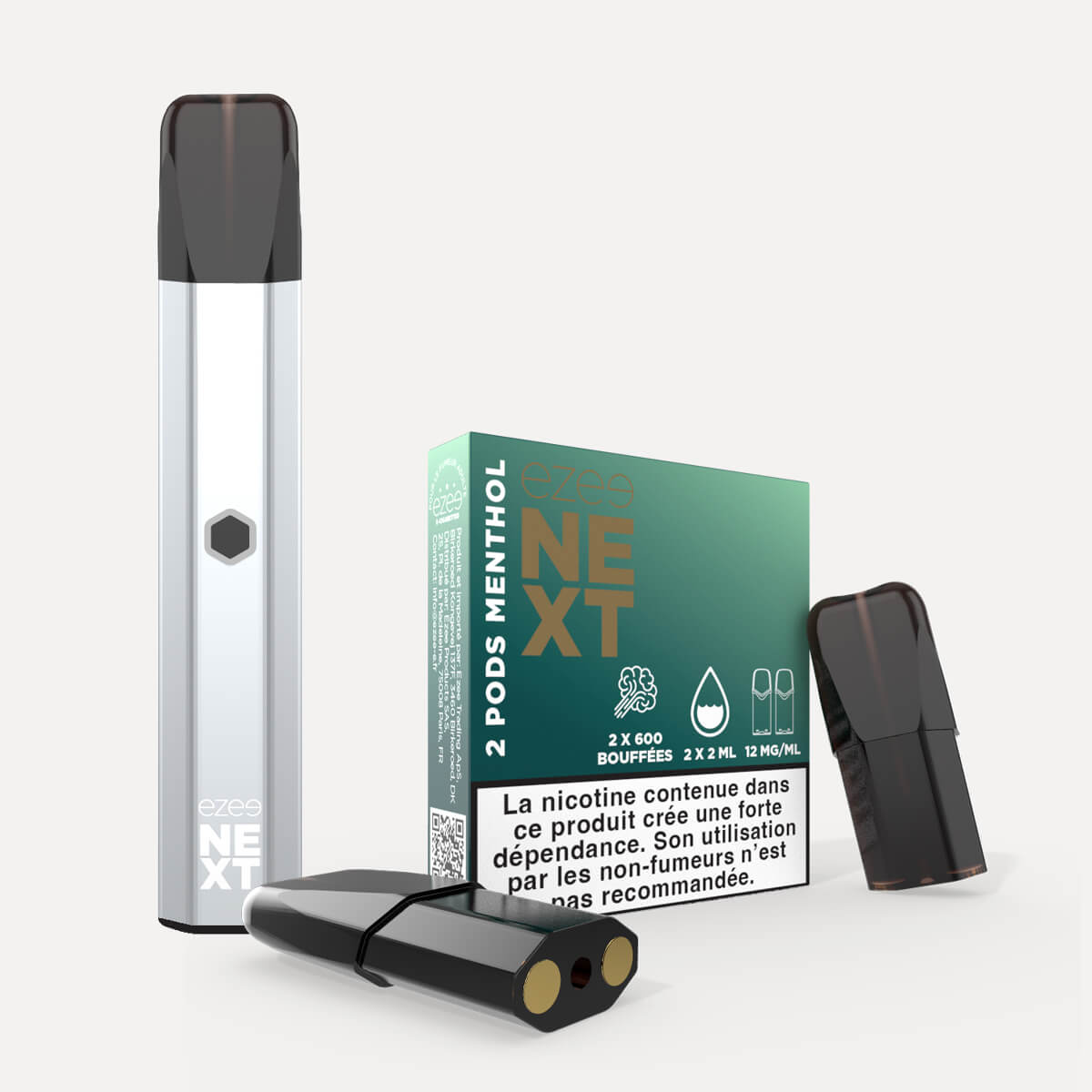 Kit de démarrage Pod Ezee Next Argent - Menthol 12mg