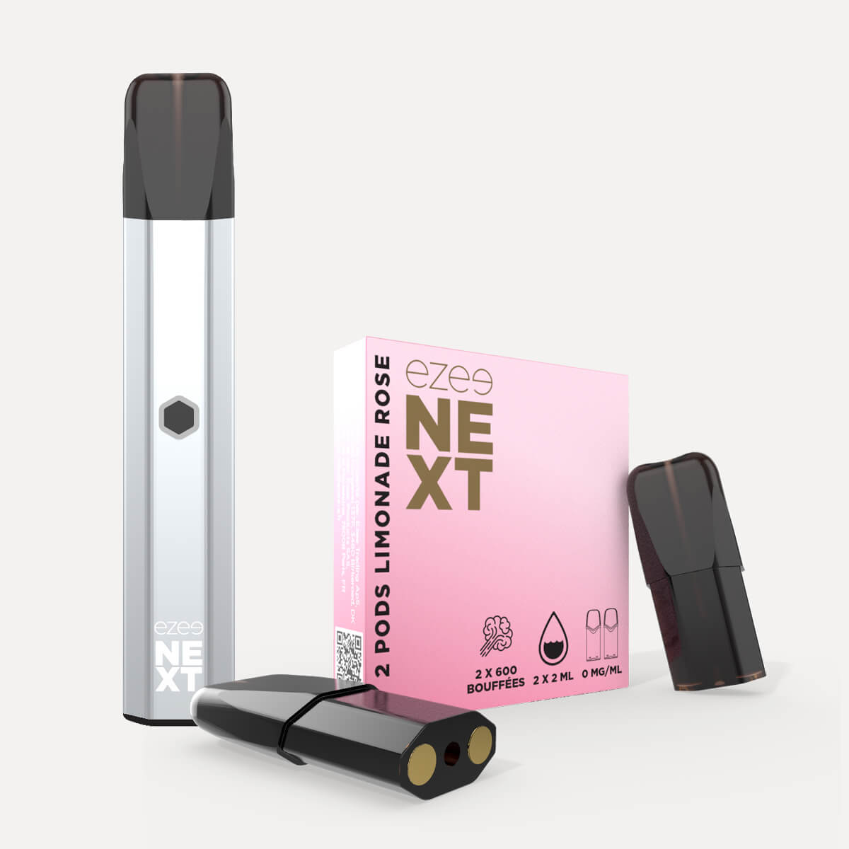 Kit de démarrage Pod Ezee Next Argent - Limonade rose 0mg