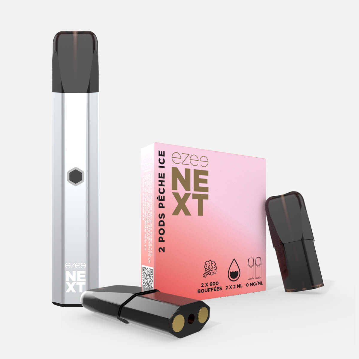 Kit Puff Bar Argent - Pêche Ice Sans Nicotine