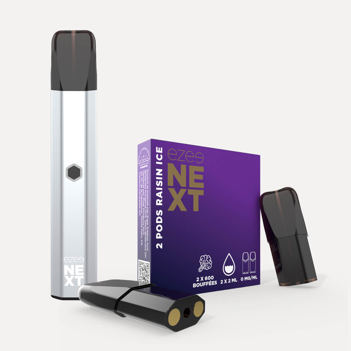 Kit de démarrage Pod Ezee Next Argent - Raisin Ice 0mg