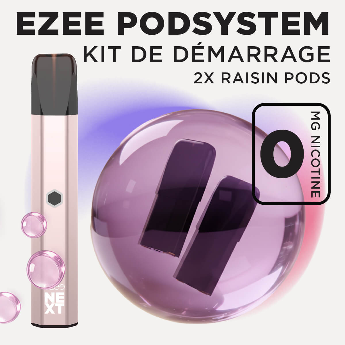 Kit de démarrage Pod Ezee Next Beige - Raisin Ice 0mg