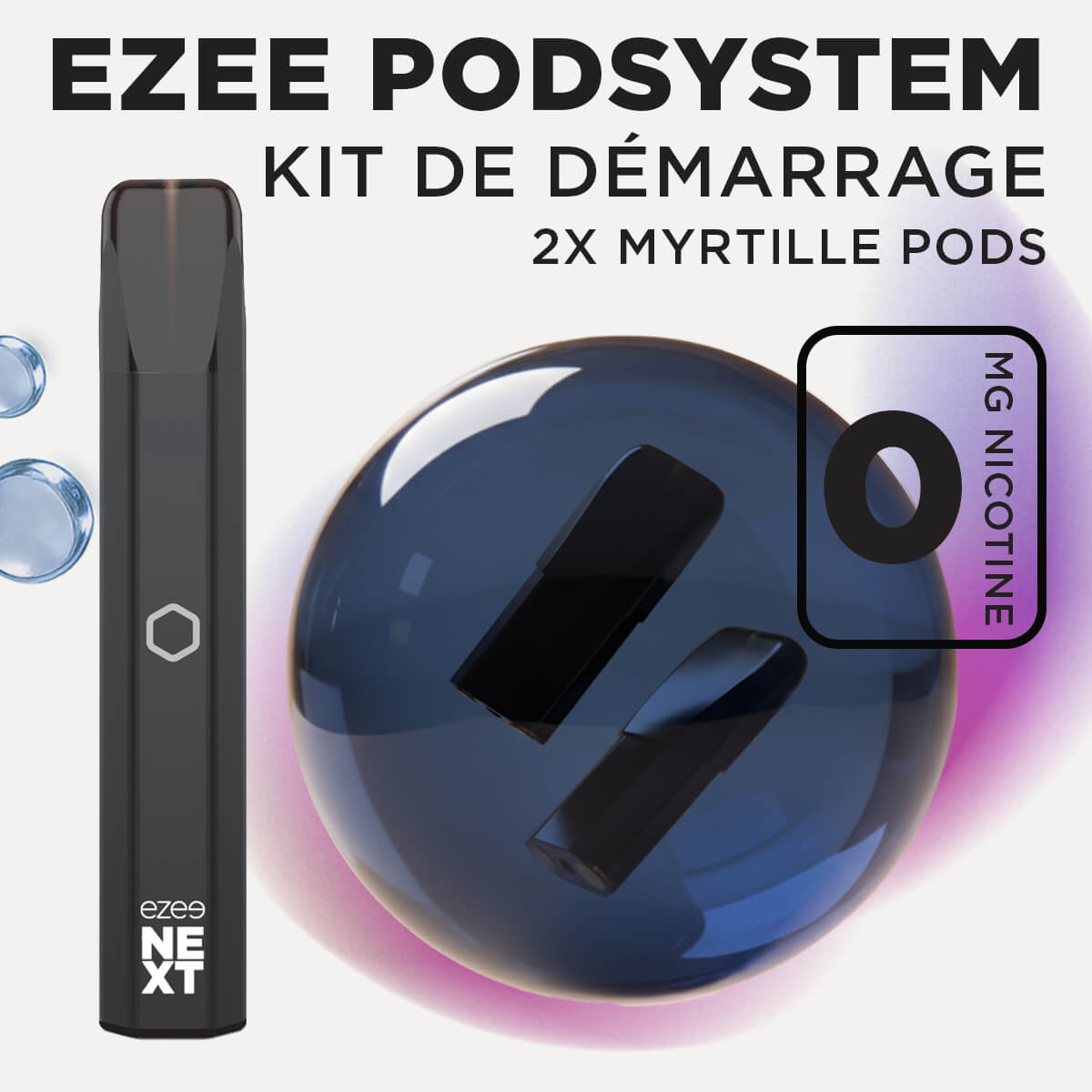 Kit de démarrage Pod Ezee Next Noir - Myrtille 0mg