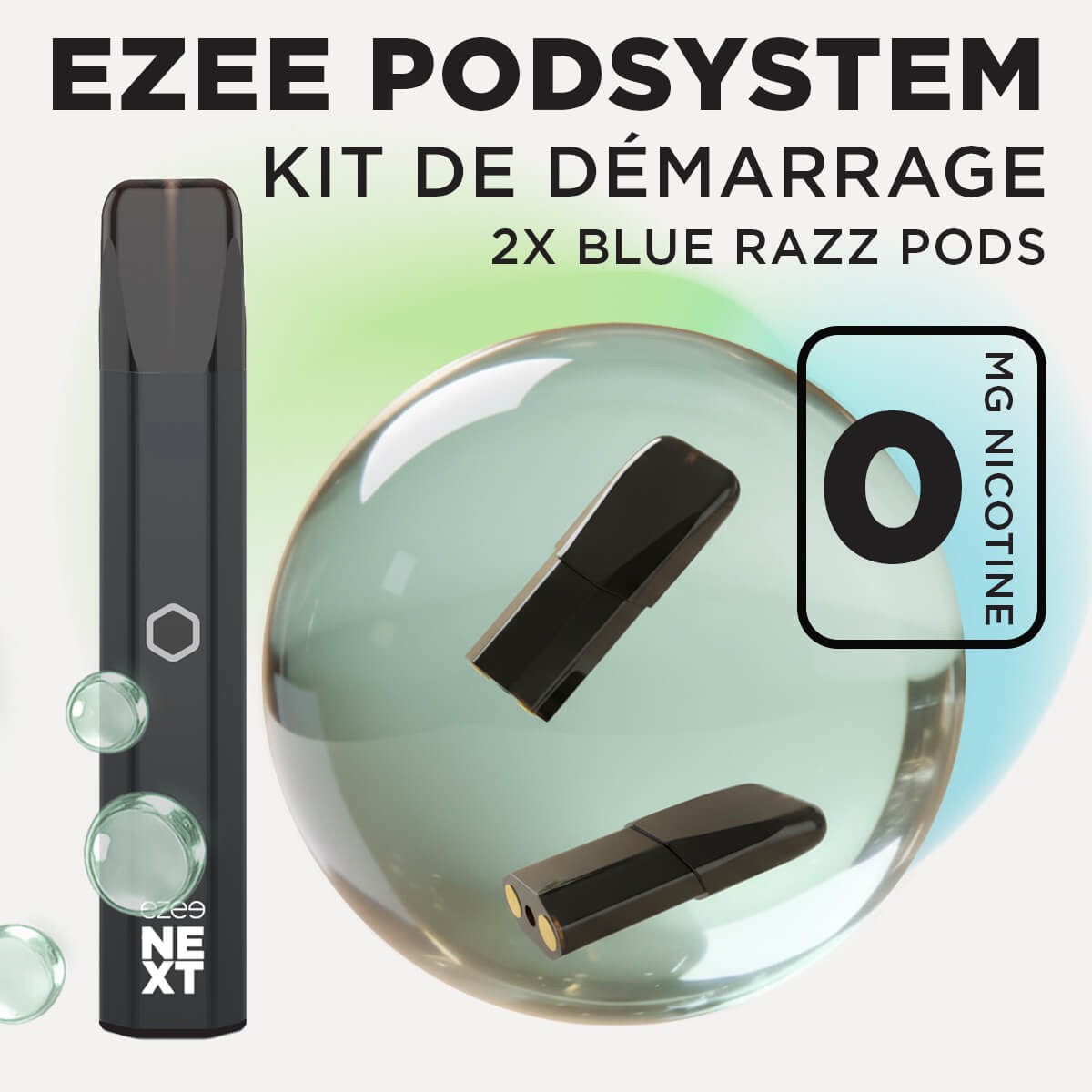 Kit de démarrage Pod Ezee Next Noir - Blue Razz Ice 0mg