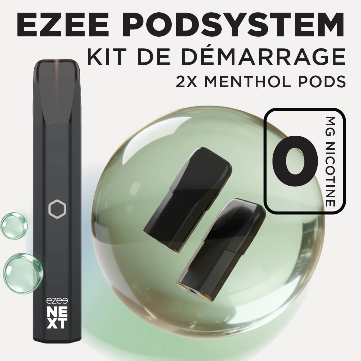 Kit de démarrage Pod Ezee Next Noir - Menthol 0mg