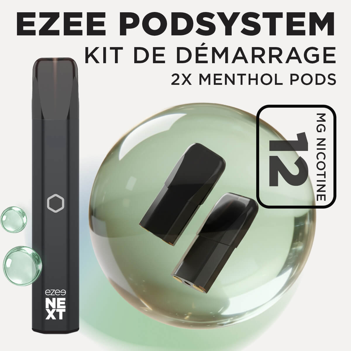 Kit de démarrage Pod Ezee Next Noir - Menthol 12mg
