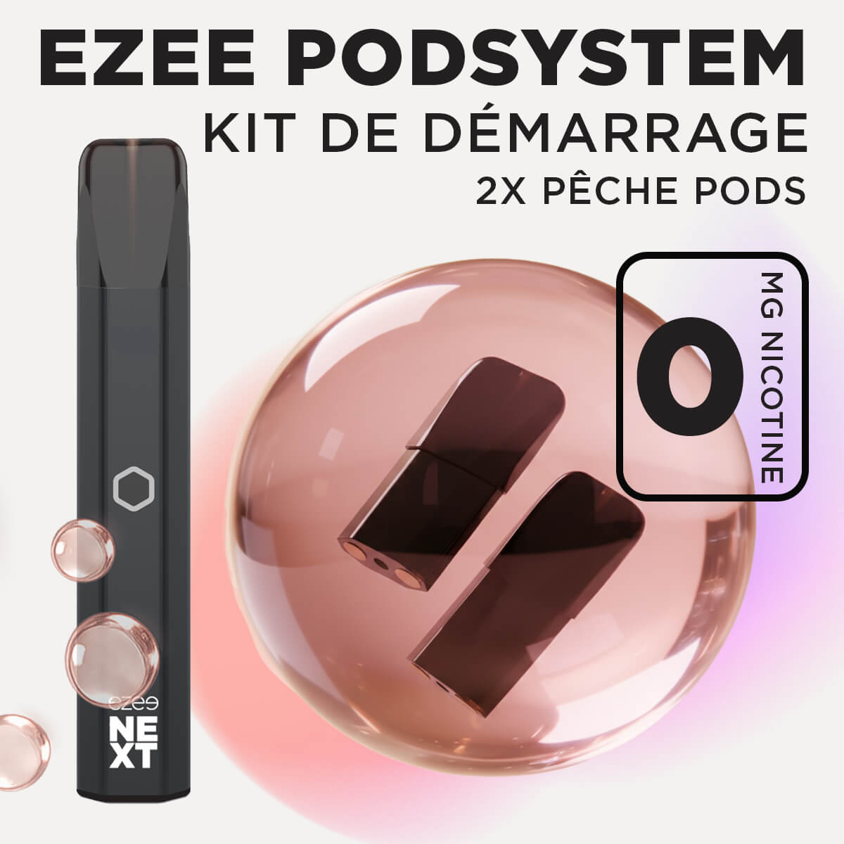 Kit de démarrage Pod Ezee Next Noir - Pêche Ice 0mg