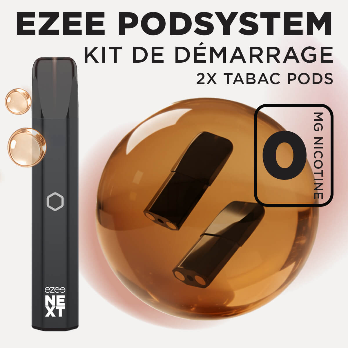 Kit de démarrage Pod Ezee Next Noir - Tabac 0mg
