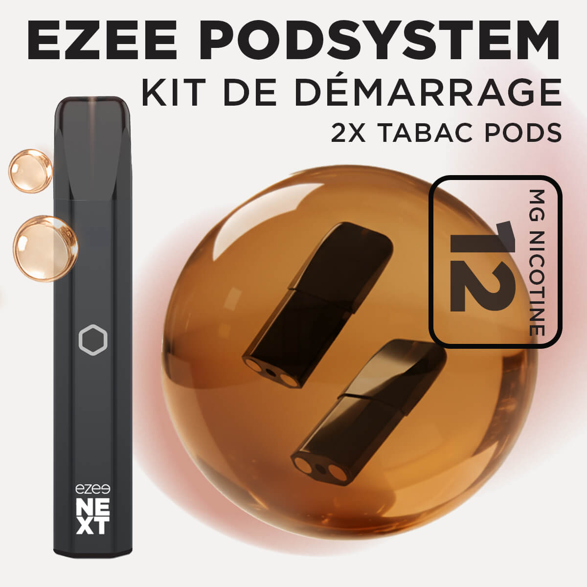 Kit de démarrage Pod Ezee Next Noir - Tabac 12mg