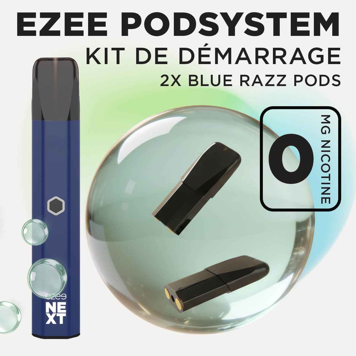 Kit de démarrage Pod Ezee Next Bleu - Blue Razz Ice 0mg