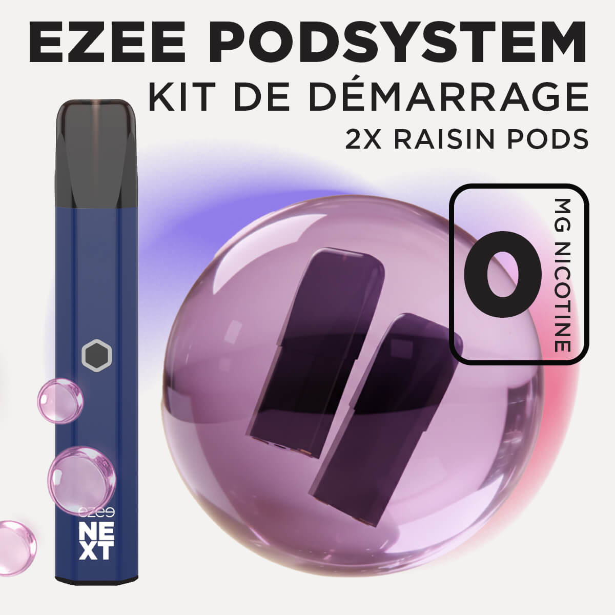 Kit de démarrage Pod Ezee Next Bleu - Raisin Ice 0mg