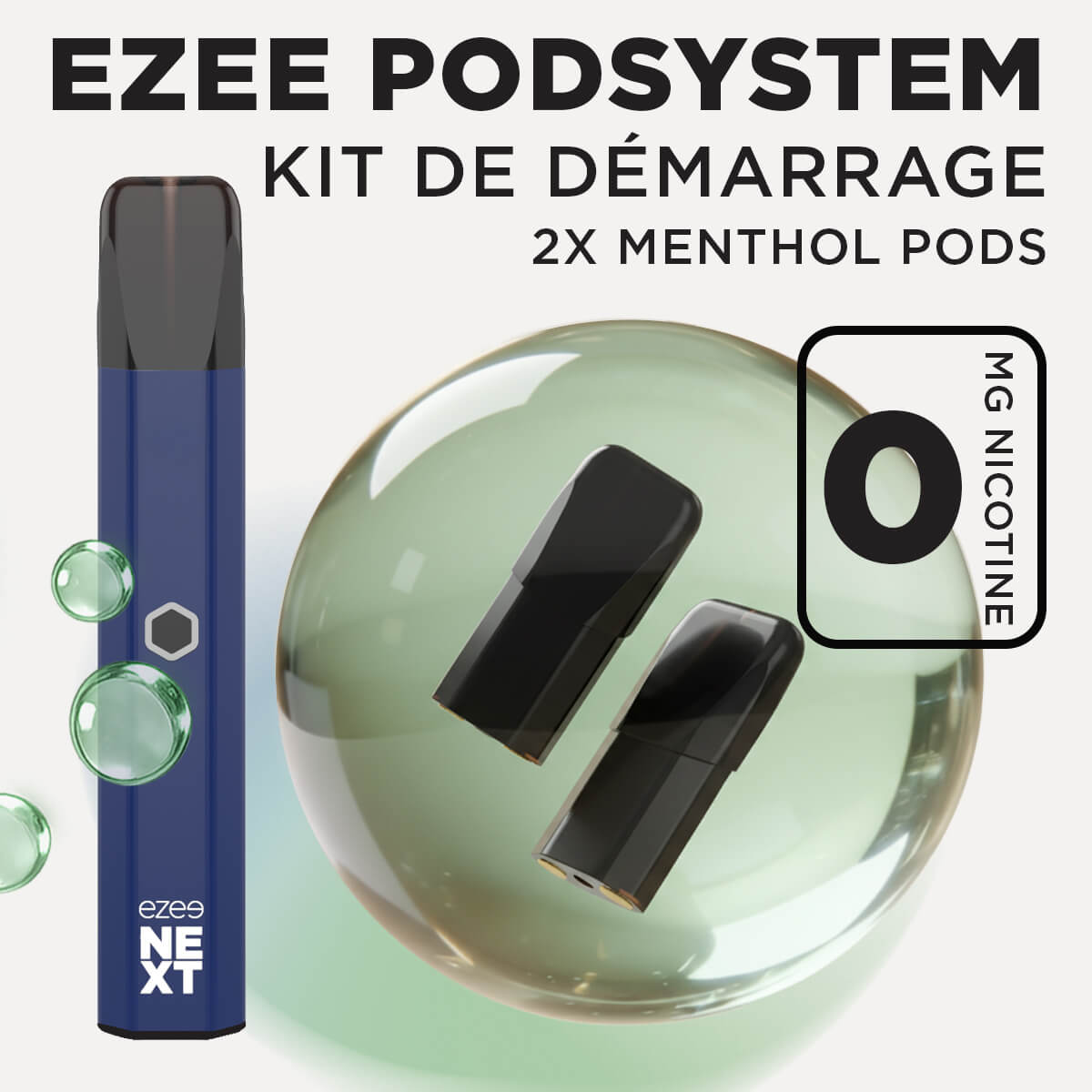 Kit de démarrage Pod Ezee Next Bleu - Menthol 0mg