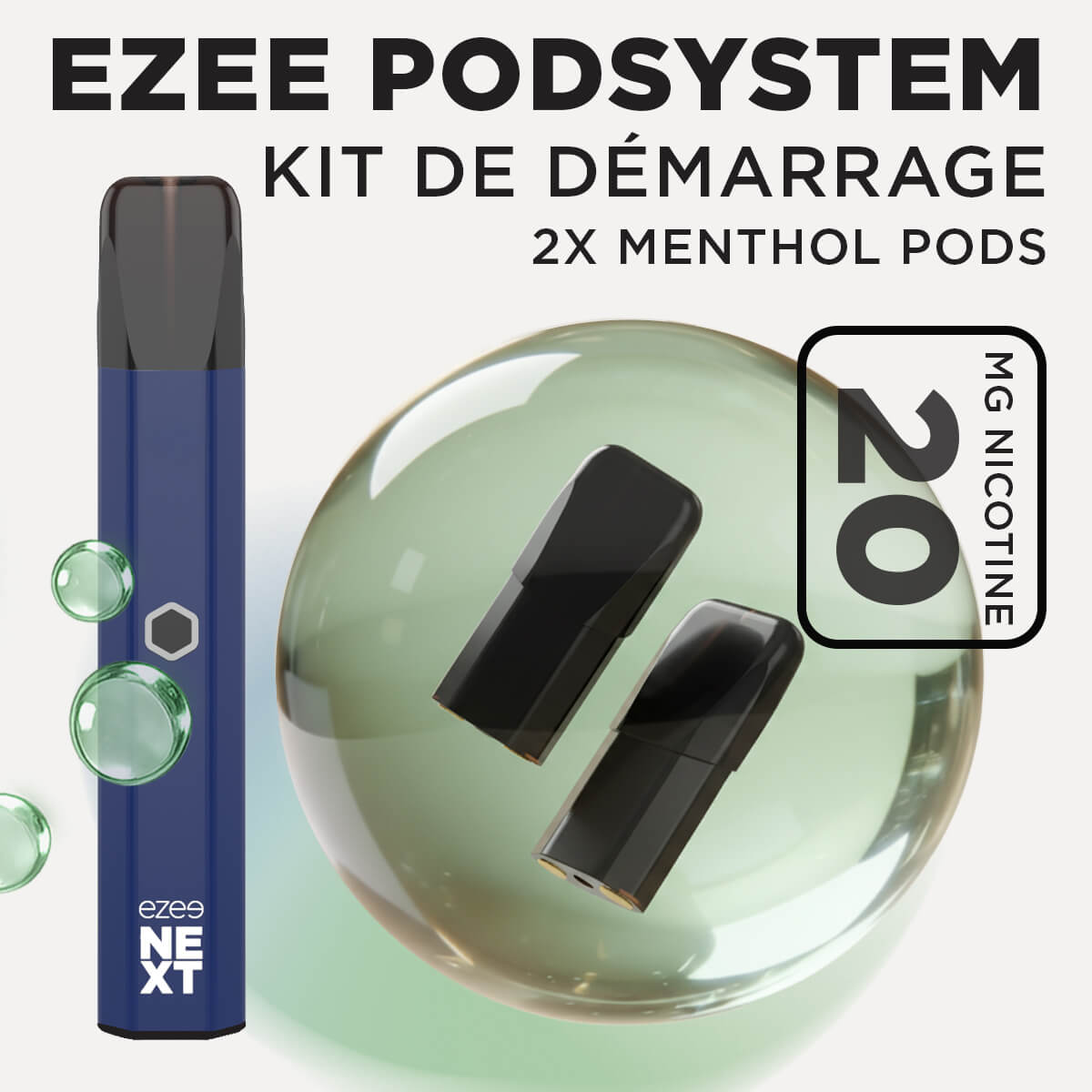Kit de démarrage Pod Ezee Next Bleu - Menthol 20mg