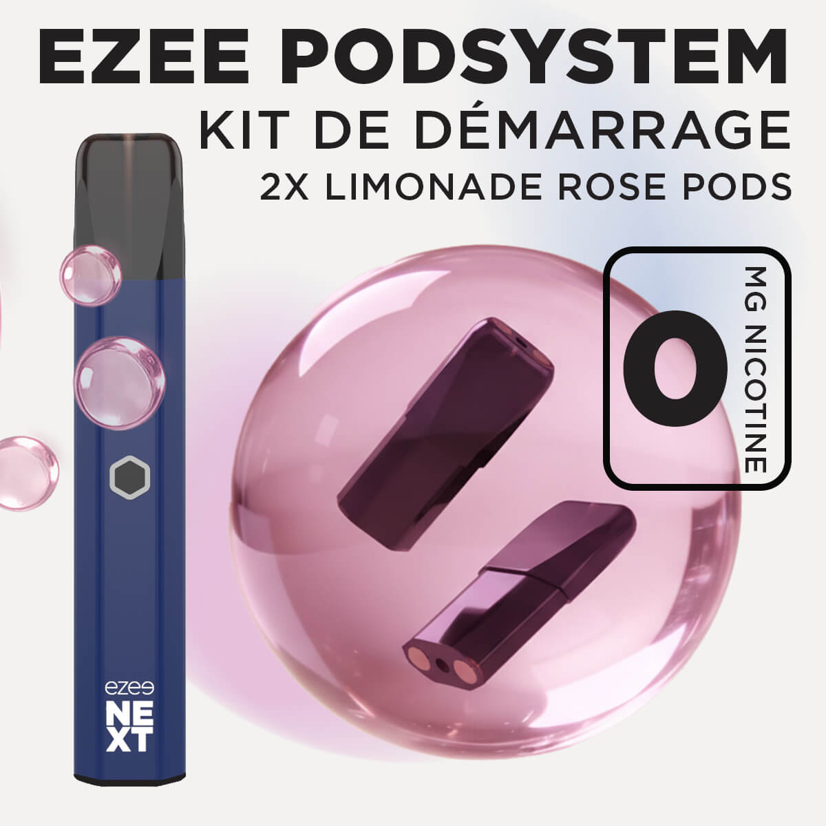 Kit de démarrage Pod Ezee Next Bleu - Limonade rose 0mg