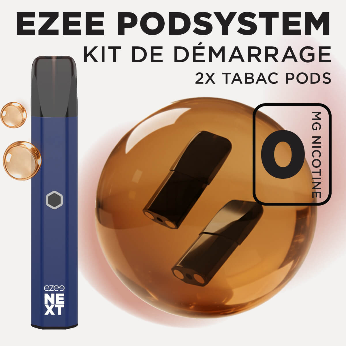 Kit de démarrage Pod Ezee Next Bleu - Tabac 0mg