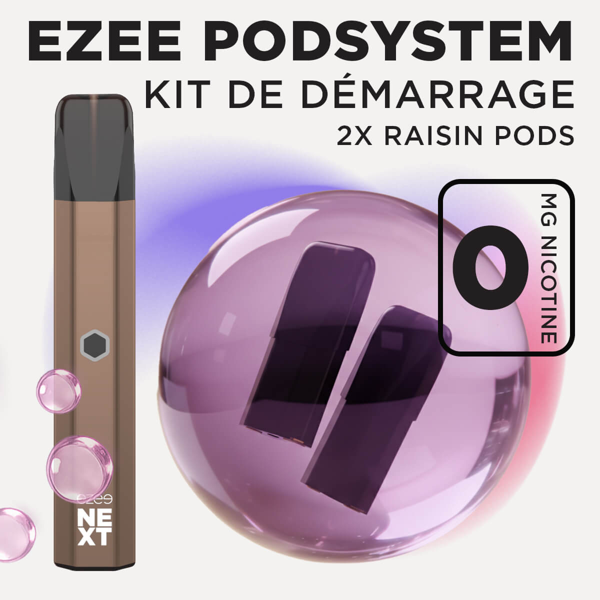 Kit de démarrage Pod Ezee Next Marron - Raisin Ice 0mg