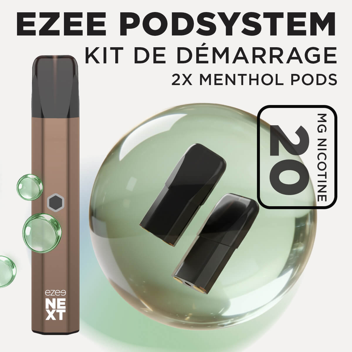 Kit de démarrage Pod Ezee Next Marron - Menthol 20mg