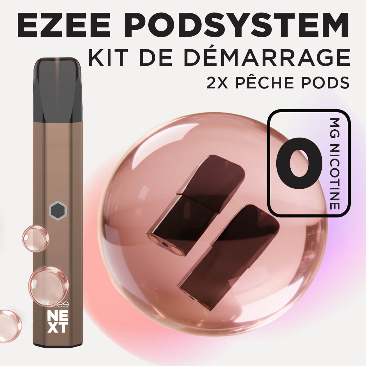 Kit de démarrage Pod Ezee Next Marron - Pêche Ice 0mg