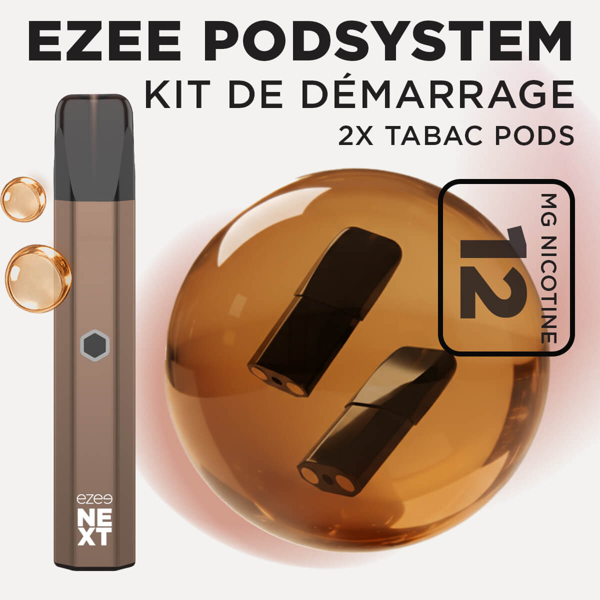 Kit de démarrage Pod Ezee Next Marron - Tabac 12mg