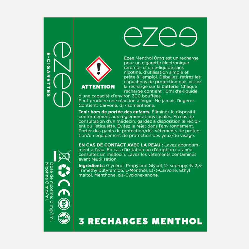 Ezee Cartouches Menthol 0mg/ml (x3)