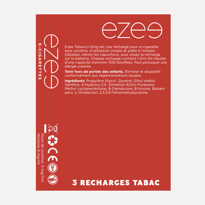 Ezee Cartouches Tabac Sans Nicotine 3 unités
