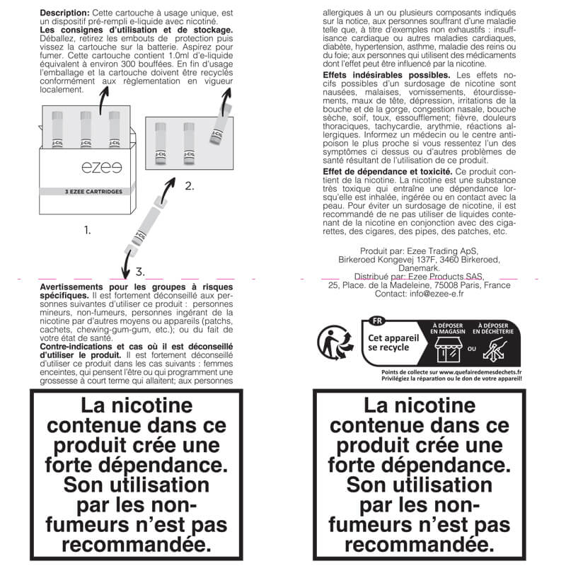 Recharges Cigalike Menthol 12 mg/ml - 3 pièces