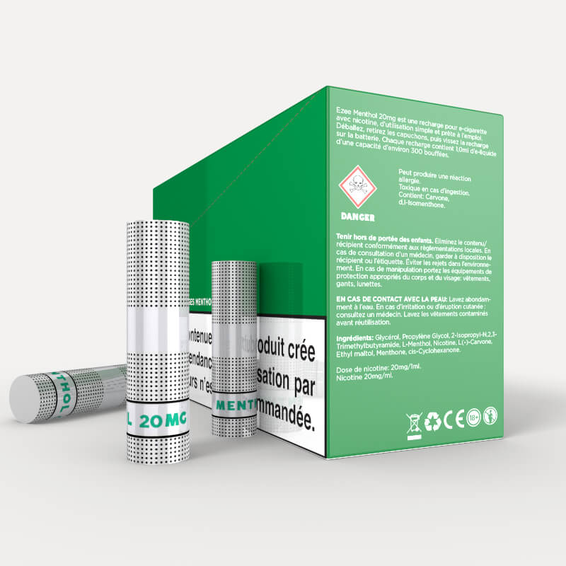 Ezee Cartouches Menthol 20mg/ml de Nicotine 36 unités