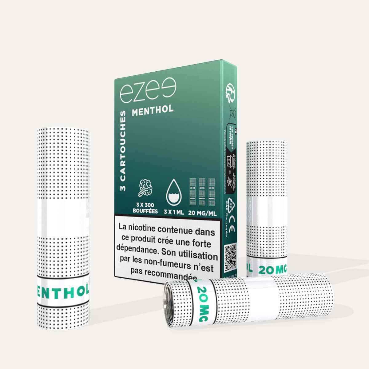 Filtres pour cigarette électronique Menthol 20 mg/ml 3 pièces