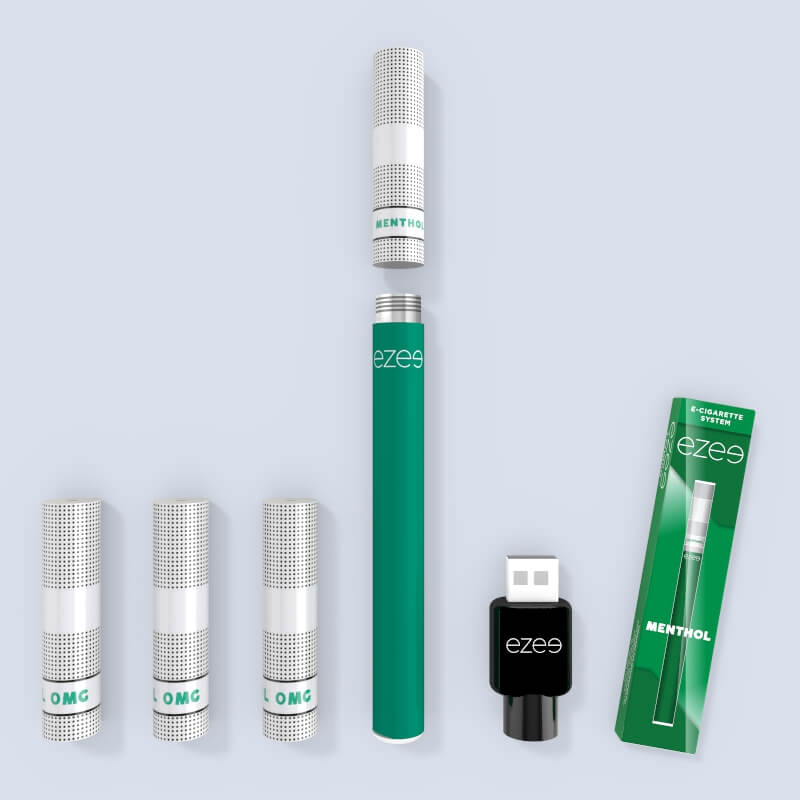 ezee  Kit de démarrage Cigarette Électronique cartouches jetable menthol sans nicotine batterie rechargeable