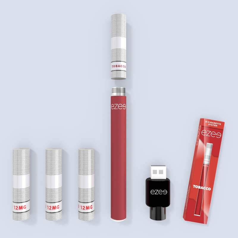 ezee  Kit de démarrage Cigarette Électronique cartouches jetable tabac 12mg nicotine batterie rechargeable