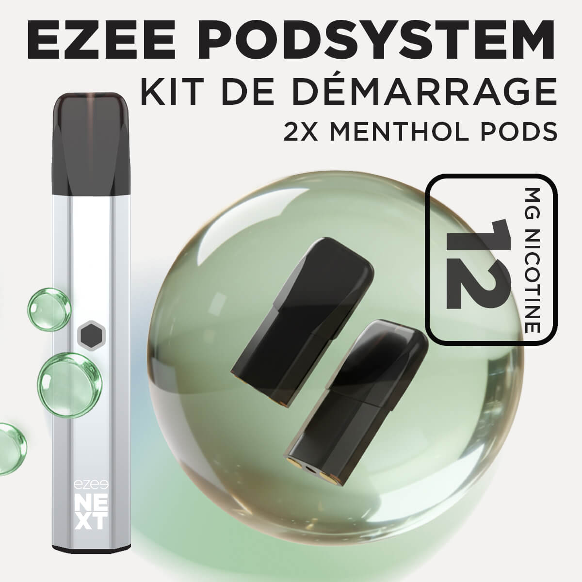 Kit de démarrage Pod Ezee Next Argent - Menthol 12mg