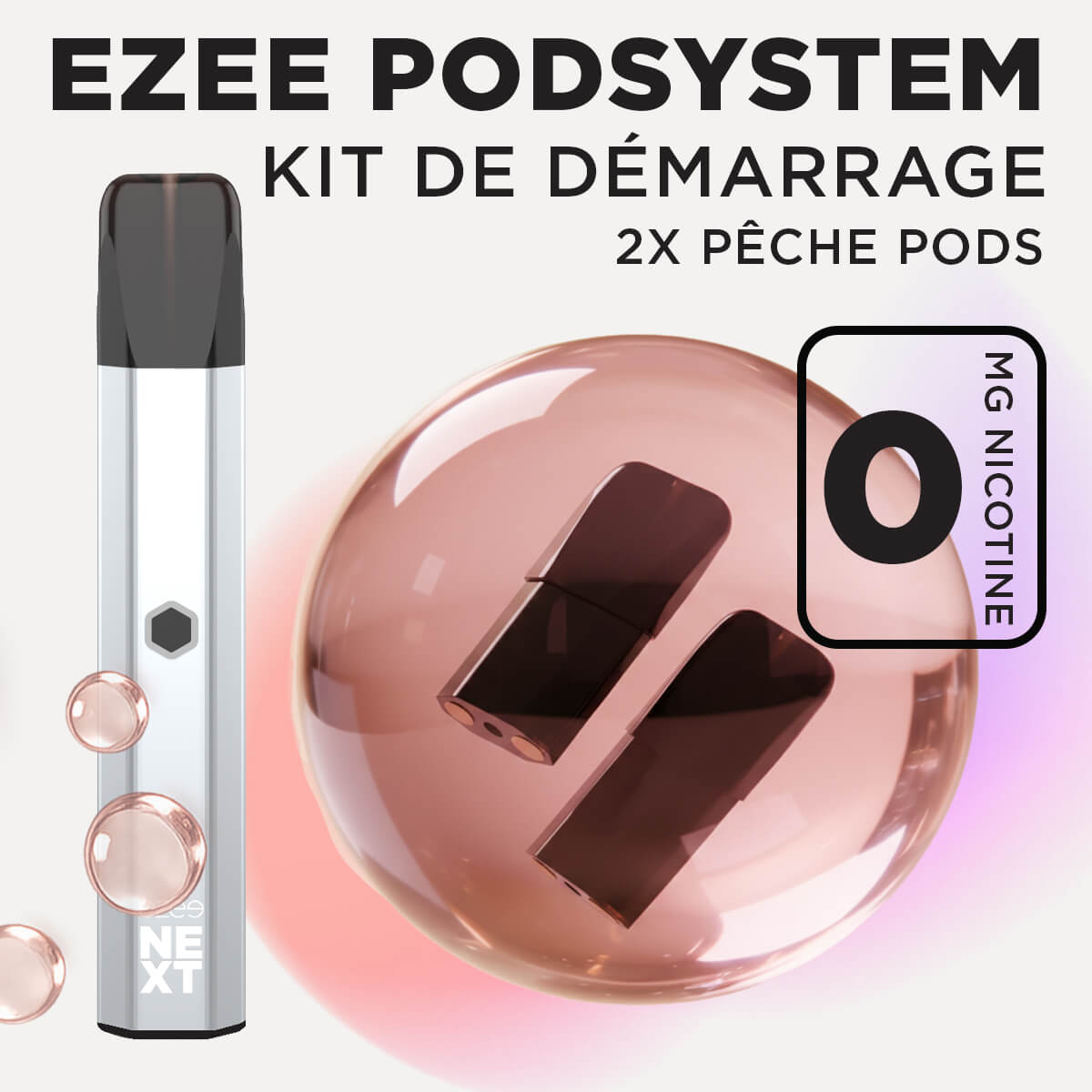 Kit de démarrage Pod Ezee Next Argent - Pêche Ice 0mg