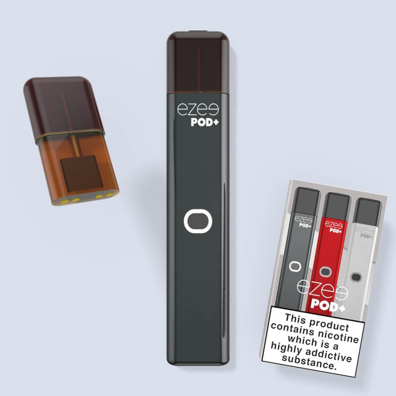 Kit de démarrage jetable pour pod de vape ezee pod+ tabac couleur noire saveur nicotine sans nicotine